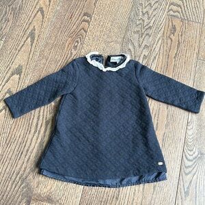 Tartine et chocolat long sleeve navy white collar dress 1A 12 months baby